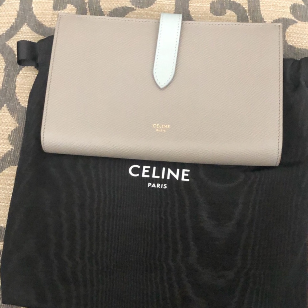 Celine LARGE STRAP WALLET IN GRAINED CALFSKIN